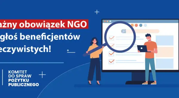 Ważny obowiązek NGO: zgłoś beneficjentów rzeczywistych! Dwie osoby analizują listę na ekranie komputera.