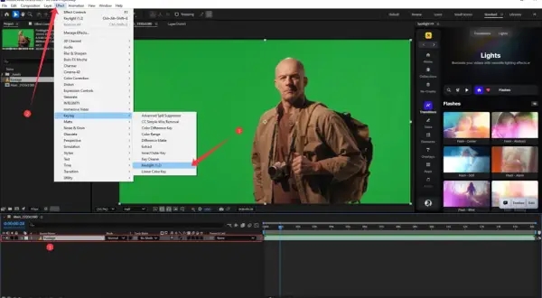 After Effects tutorial: Learn how to remove green screen using Keylight (1.2) from the Keying effects menu.