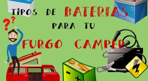 Ilustración sobre tipos de baterías para furgonetas camper, incluyendo una batería de descarga profunda.