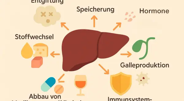 Leberfunktionen: Entgiftung, Stoffwechsel, Speicherung, Hormonproduktion, Gallederivaten, Immununterstützung, Abbau von Medikamenten/Alkohol. Sie hilft auch, was sind freie Radikale zu neutralisieren.