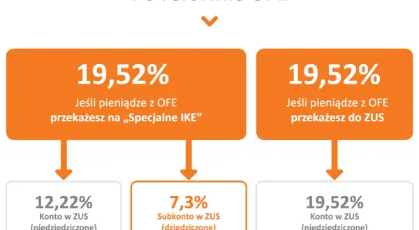 Po reformie OFE: 19,52% z OFE na IKE lub do ZUS. Emerytura z FUS co to jest? Zależy od dziedziczenia.