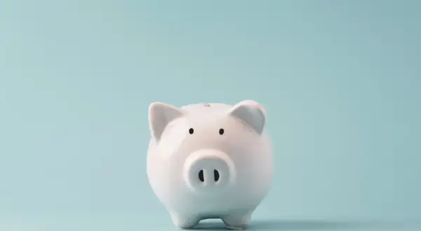 Sparschwein vor hellblauem Hintergrund. Ein Symbol für finanzielle Entlastung, wie die zuzahlungsbefreiung krebspatienten.