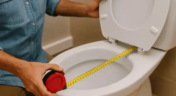 Misurazione del water per il montaggio copriwater filo muro.
