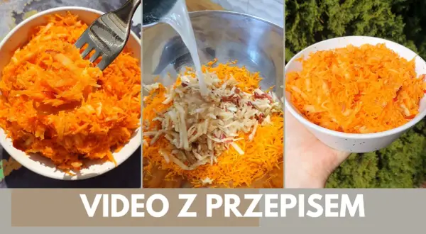 Tarta marchewka z jabłkiem w miseczce, w trakcie przygotowania.