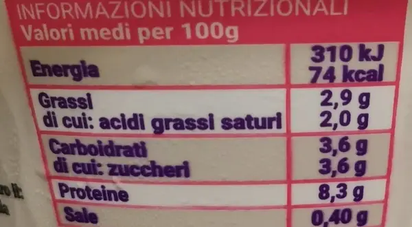 Tabella nutrizionale: energia, grassi, carboidrati, proteine e sale per 100g. Scopri i ricotta magra valori nutrizionali.
