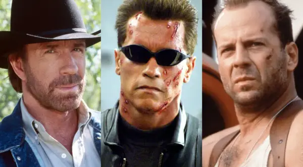 Chuck Norris w kapeluszu, Arnold Schwarzenegger z bliznami i Bruce Willis w podkoszulku. Trzech legendarnych, starzy aktorzy kina akcji.