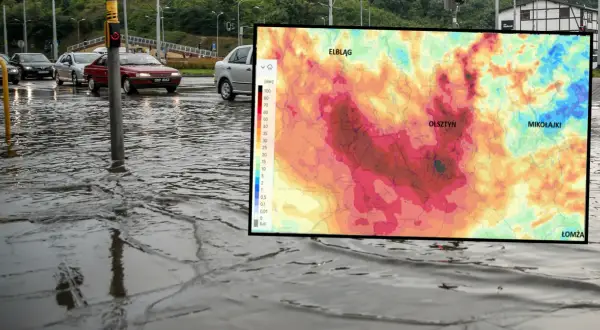 Mapa opadów w Polsce pokazuje, że średnia roczna suma opadów jest zróżnicowana. Widać obszary o wyższych i niższych opadach.