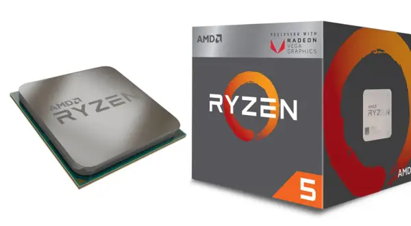 AMD Ryzen 5 2400G Prozessor mit Radeon Vega Grafik und Verpackung.