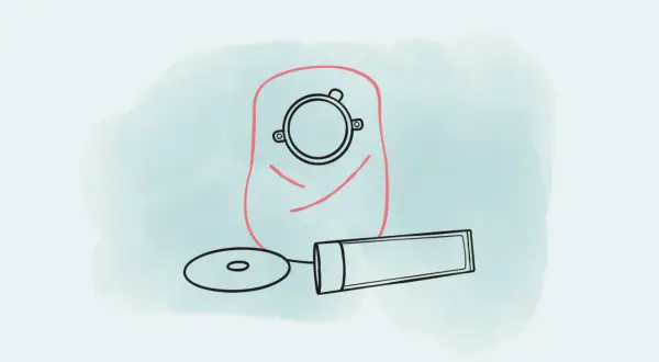 Stomaversorgung: Beutel, Hautschutzplatte und Paste. Ein stoma voll ist kein Problem mit der richtigen Ausrüstung.