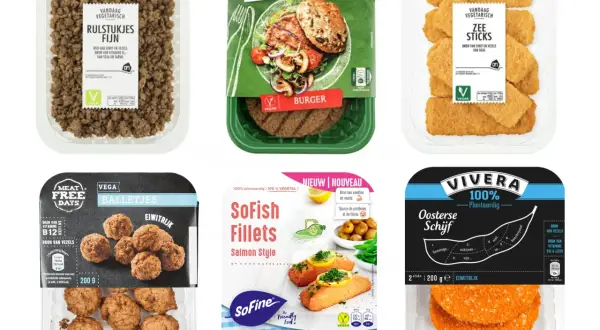 Vleesvervanger zonder soja: fijne rulstukjes, vegan burgers, zeesticks, balletjes, visfillets en oosterse schijven.