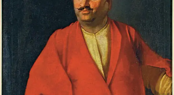 Portret mężczyzny w czerwonym żupanie i żółtej kamizelce. Czy to sarmata?