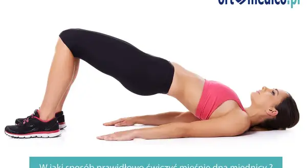 Kobieta wykonuje ćwiczenie mostek, wzmacniając mięśnie dna miednicy.