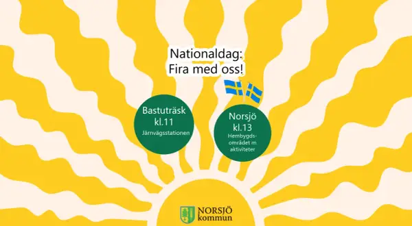 Nationaldag: Fira med oss! Bastuträsk kl.11 vid järnvägsstationen, Norsjö kl.13 på hembygdsområdet. Även om man jobbar på nationaldagen kan man fira!