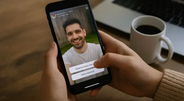 Chcesz wiedzieć, jak napisać do kogoś na IG? Na ekranie telefonu widzisz profil znajomego i opcje "Dodaj do swojej relacji" lub "Wyślij wiadomość".