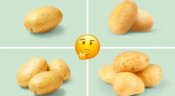 Hur många potatis per person? En, två eller kanske tre? En tankfull emoji funderar över potatisen.