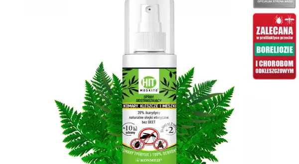 Spray na komary, kleszcze i meszki z 20% ikarydyny i olejkami eterycznymi, bez DEET. Skuteczna ochrona do 10h. Idealny do profilaktyki boreliozy.
