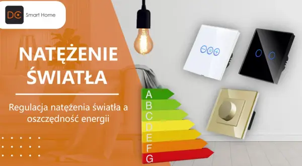 Regulacja natężenia światła dla oszczędności energii. Nowoczesne włączniki i żarówka.