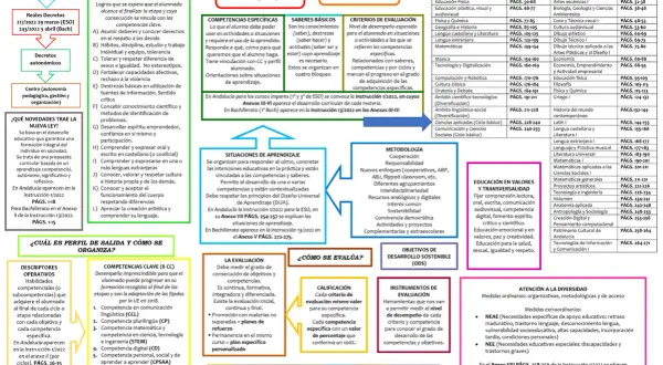 Esquema competencias clave LOMLOE: objetivos, saberes, criterios, metodologías, evaluación y atención a la diversidad.