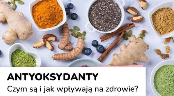 Składniki bogate w **przeciwutleniacze**: kurkuma, jagody, imbir, nasiona chia, orzechy brazylijskie.