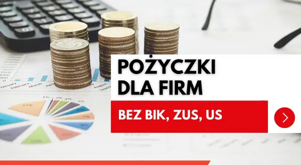 Kalkulator, monety i wykresy. Szybki kredyt dla firm bez BIK, ZUS, US. Czerwona skarbonka.