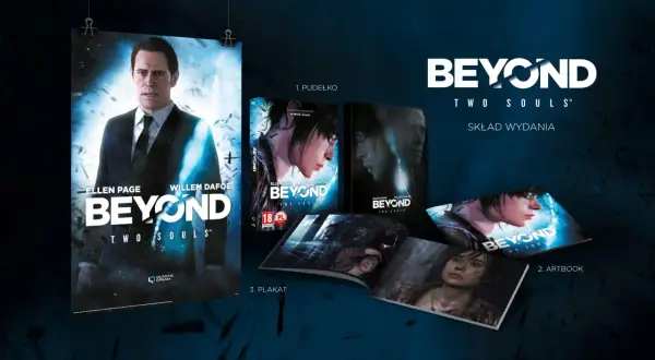 Kolekcjonerskie wydanie gry Beyond: Two Souls, zawierające pudełko, artbook i plakat. Czas gry zależy od gracza.
