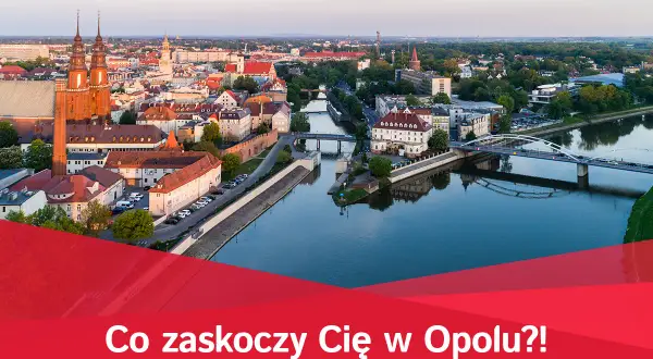Widok na Opole z lotu ptaka: katedra, rzeka Odra i mosty. Odkryj opolskie atrakcje!