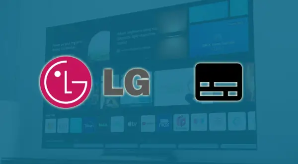 Ikona z napisem "LG" i ikonka z przyciskami, która może pomóc w zrozumieniu, jak usunąć aplikacje z telewizora LG.