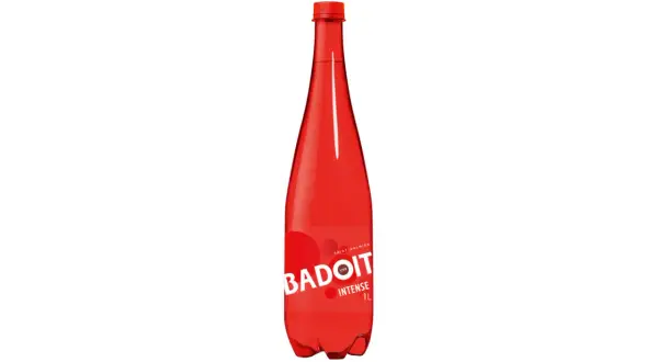 Bouteille rouge de Badoit Intense 1L. Découvrez les eau badoit bienfaits pour votre bien-être quotidien.