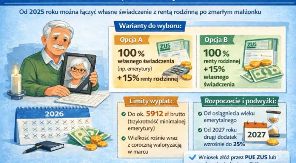 Renta rodzinna dla wdowy: kiedy ZUS ją zabierze? Limity 2026