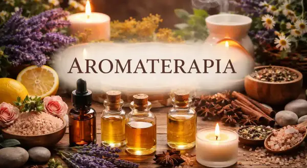 Odkryj relaks z aromaterapią: olejki, zioła, świece i cytryna tworzą atmosferę spokoju.