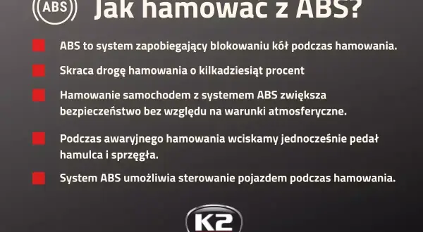 Jak hamować z ABS? System zapobiega blokowaniu kół, skraca drogę hamowania i zwiększa bezpieczeństwo. Pozwala sterować pojazdem podczas hamowania.