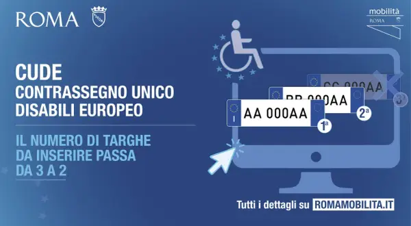 CUDE: il contrassegno invalidi europeo. Il numero di targhe da inserire passa da 3 a 2.