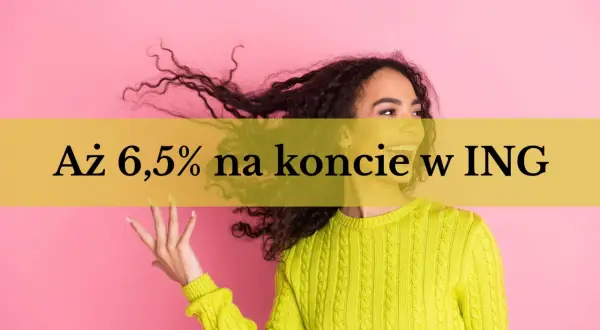Kobieta z burzą włosów cieszy się z wysokiego oprocentowania lokaty w ING.