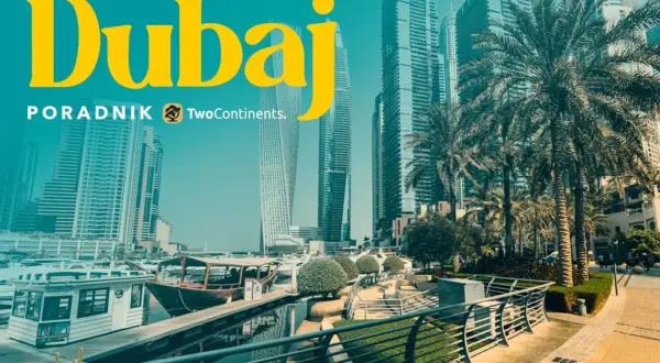 Dubaj: czy do Dubaju trzeba paszport? Widok na nowoczesne drapacze chmur, palmy i przystań z łodziami.