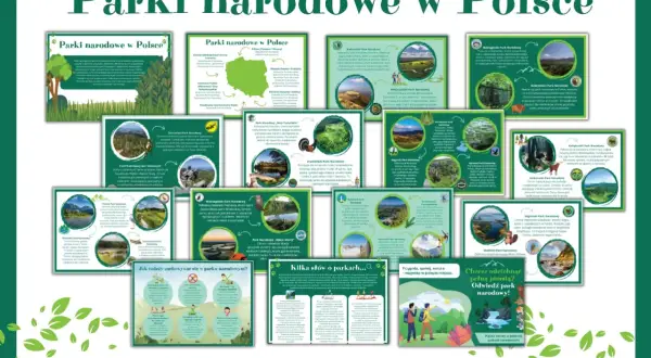 Odkryj najpiękniejsze parki narodowe w Polsce! Zestaw 15 kart PDF z informacjami o przyrodzie i atrakcjach.