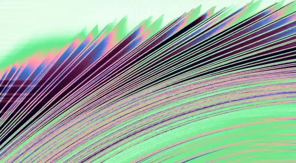 Lignes colorées formant un éventail, évoquant des pages d'un livre ouvert. Le **taille papier g** est ici sublimé par des teintes vives.