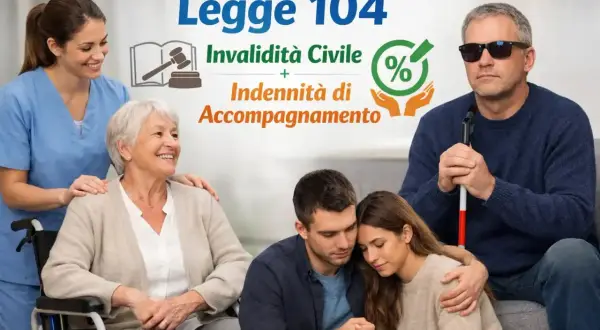 Legge 104: invalidità civile e indennità di accompagnamento per anziani e persone con disabilità. Supporto e cura.