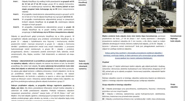 Na zdjęciu z-03 widać składowisko złomu z widocznymi kodami 17 04 05 i 16 01 17.