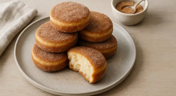 En hög med fluffiga krabbelurer, pudrade med socker och kanel. Ett perfekt recept för fikat!