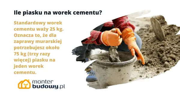 Ile cementu do piasku? Na 25 kg cementu potrzebujesz ok. 75 kg piasku do zaprawy murarskiej. Monter budowy podpowiada.