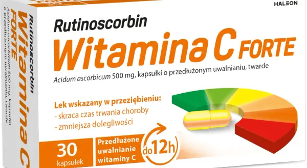Rutinoscorbin Witamina C Forte - wspiera gojenie się ran, skraca czas przeziębienia. 30 kapsułek o przedłużonym uwalnianiu.