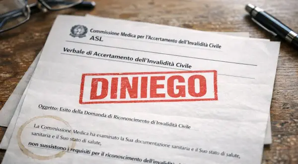 Verbale ASL con timbro "DINIEGO". Cosa significa revisione no INPS? Il documento attesta la mancata sussistenza dei requisiti per l'invalidità civile.