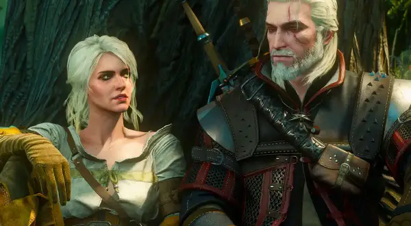 Geralt i Ciri siedzą obok siebie, gotowi na kolejne przygody w świecie gier RPG na PC.