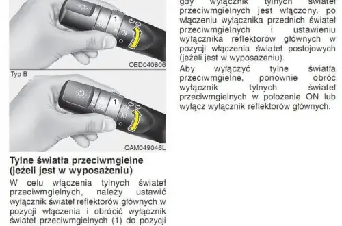 Jak włączyć światła przeciwmgielne tylne Toyota Yaris - prosta instrukcja obsługi
