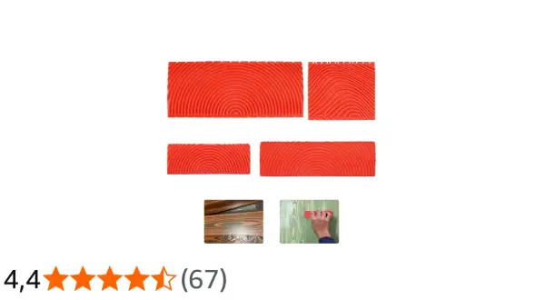 Quattro spatole rosse con texture effetto legno, pronte per creare decorazioni uniche.