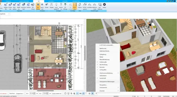 Planen Sie die Raumaufteilung Ihres Hauses mit dieser 3D-Software. Sehen Sie Grundrisse und 3D-Ansichten.