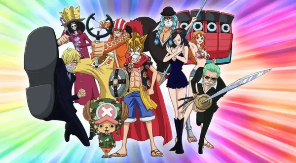 Die One Piece Crew versammelt sich für ein Abenteuer! Von Sanjis Tritt bis zu Zorros Schwert, sie sind bereit für alles.