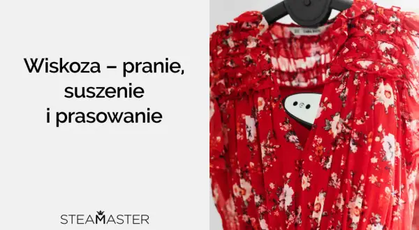 Czerwona sukienka w kwiaty, wiskoza – pranie, suszenie i prasowanie. Czy wiskoza się gniecie? Zobacz, jak łatwo ją odświeżyć.