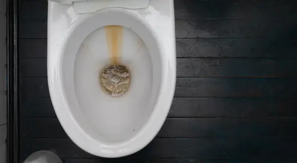 Vergilbte Ränder in der Toilette zeigen, dass es Zeit ist, Urinstein zu entfernen. Hausmittel wie Essig oder Zitronensäure können helfen.