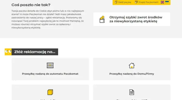 Zgłoś reklamację InPost, gdy paczka nie dotarła lub jest uszkodzona. Możesz też złożyć reklamację na usługę InStore lub fakturę VAT.